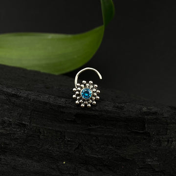 Aqua Flower Nose Pin